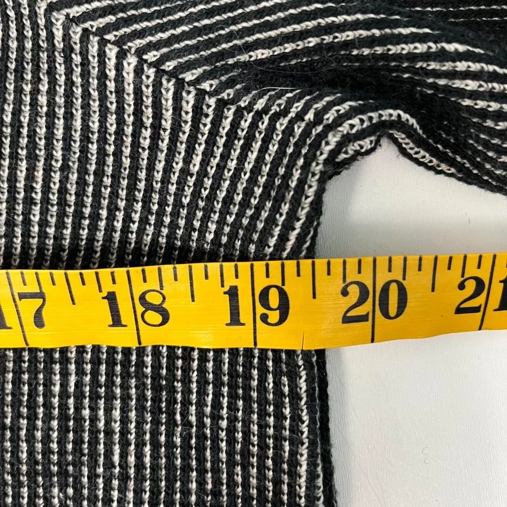 Madewell  MEDIUM French Terry Side Tie Black White Stripe Sweatshirt Top - Picture 10 of 12